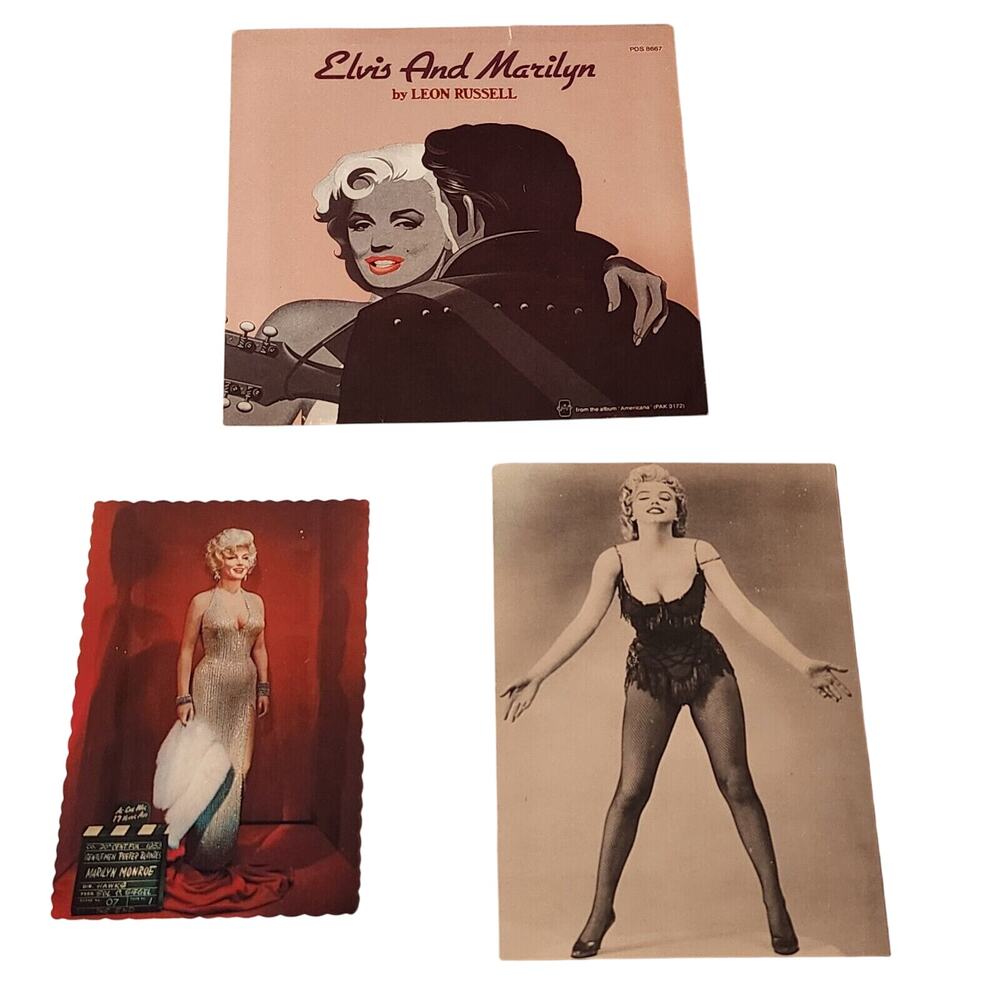 Vintage Marilyn Monroe Post Card, Record Cover, greeting card Lot Of 3